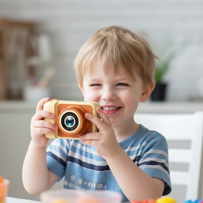 Appareil photo enfant uti:isé par un garçon souriant