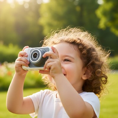 Appareil photo enfant uti:isé par une fillette souriante