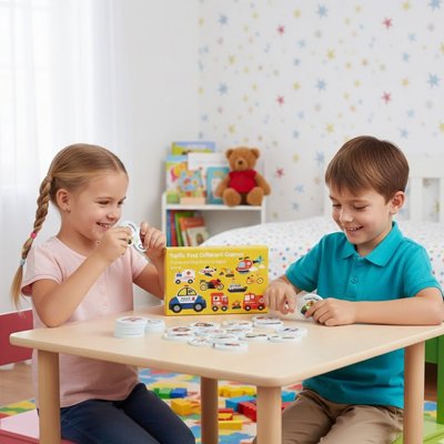 Deux enfants jouant Jeu de société mémoire
