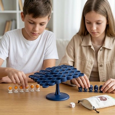 Deux enfants jouant Jeux de société enfant arbre d'équilibre