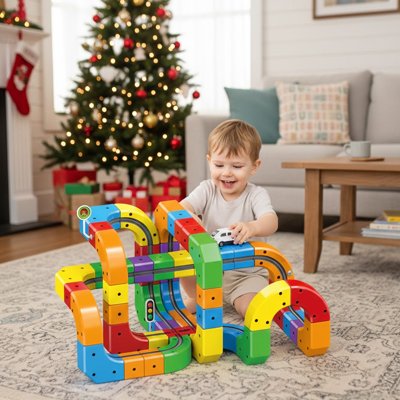 Enfant construisant Jeu de construction magnétique
