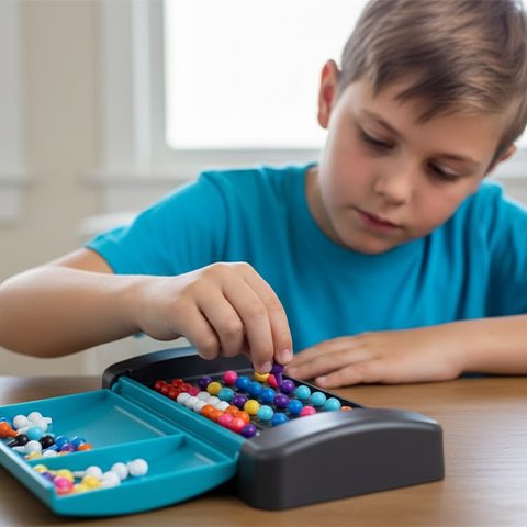Enfant jouant pions Jeux de réflexion 