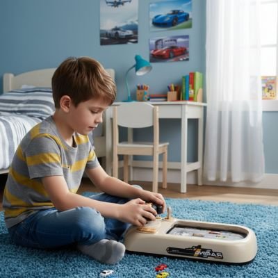 Enfant jouant volant de course Jeu d adresse 