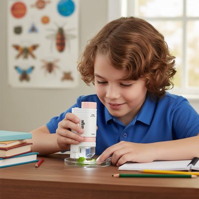 Enfant observant avec Microscope enfant