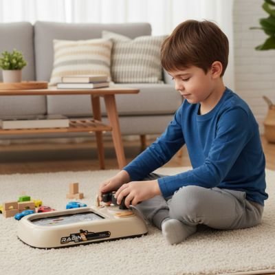 Enfant souriant avec volant de course Jeu d adresse 