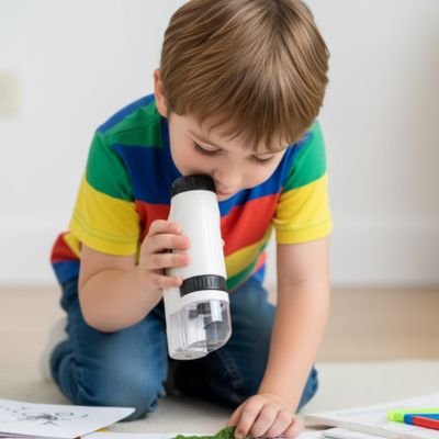 Enfant utilisant Microscope enfant 