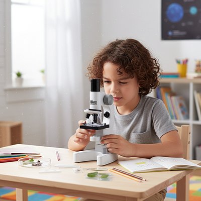 Enfant utilisant un Microscope enfant
