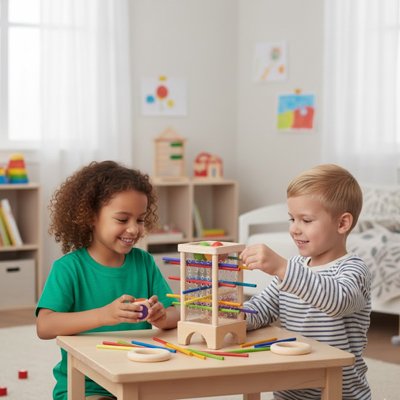 Enfants heureux avec Jeu de société tour