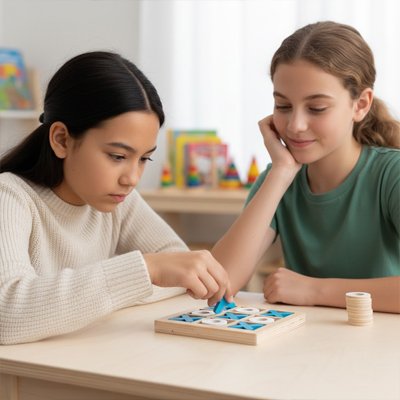 Enfants jouant au Jeu de réflexion tic tac toe