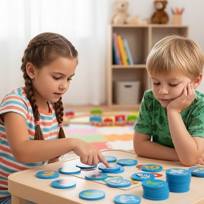 Enfants jouant au salon Jeu de société mémoire