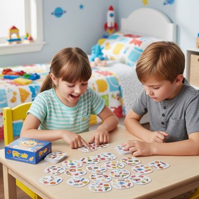 Enfants jouant aux Jeux de société cartes