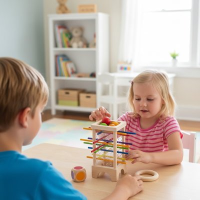 Enfants jouant Jeu de société en bois