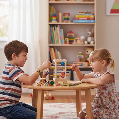 Enfants jouant Jeu de société tour bâtons 