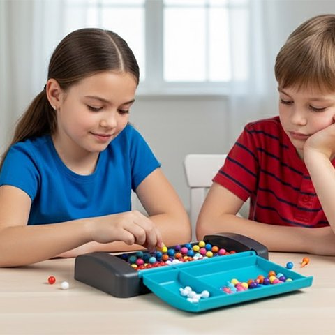 Enfants jouant Jeux de réflexion pions colorés