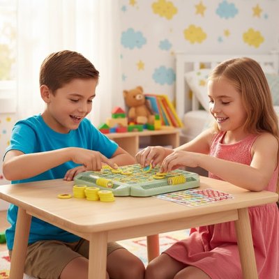 Enfants retournant pièces des Jeux de société enfant 