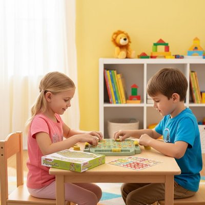 Enfants souriant avec Jeux de société enfant à détournement