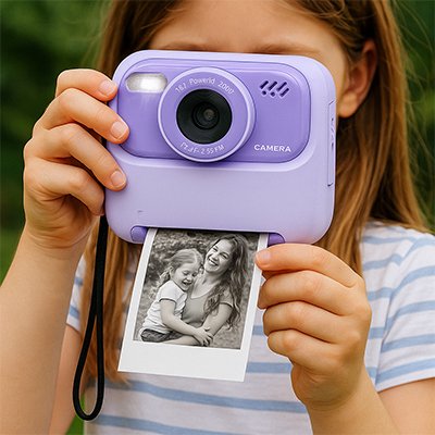 Fillette avec Appareil photo image sortant