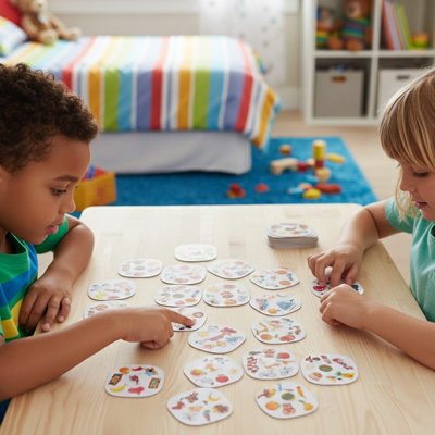 Fratries jouant aux Jeux de société cartes