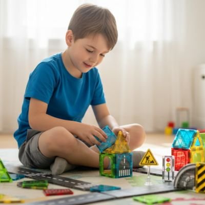 Jeu de construction magnétique enfant construisant