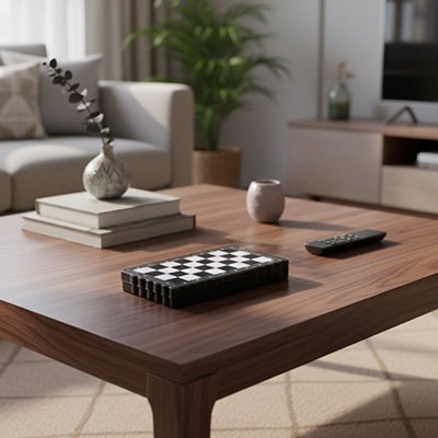 Jeu échec posé sur table au salon