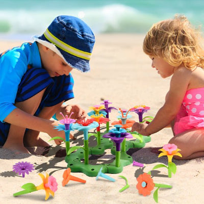 jeux de construction créakid enfants jouant au jardin de fleurs