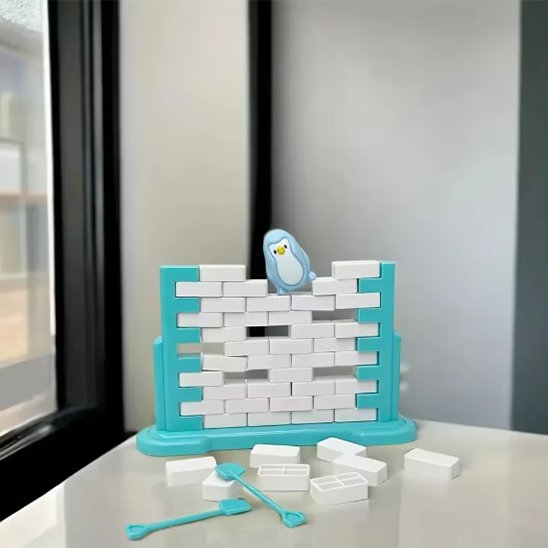 Jeux de société briques emboîtables figurine pingouin