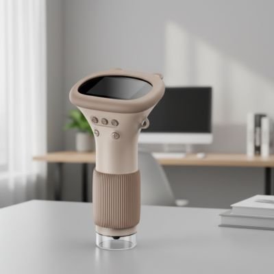 Microscope enfant marron posant sur la table
