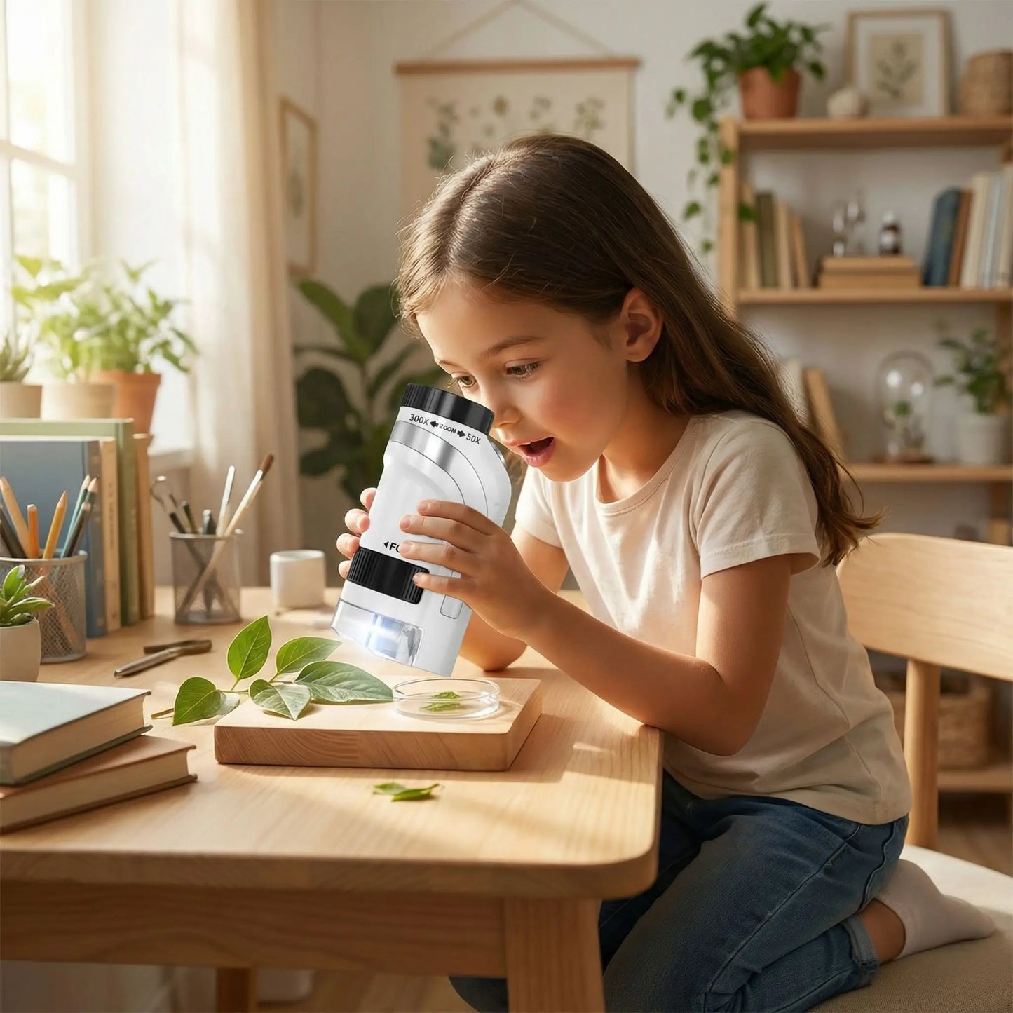 Microscope enfant portable | Scientifique 50-300x - Le Cosmos Des Bambins