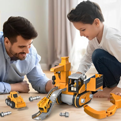 papa fils jouant jeu de construction ingenierie