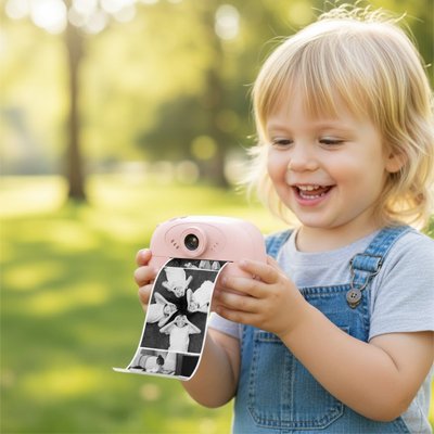Petite fille souriante avec Appareil photo enfant 