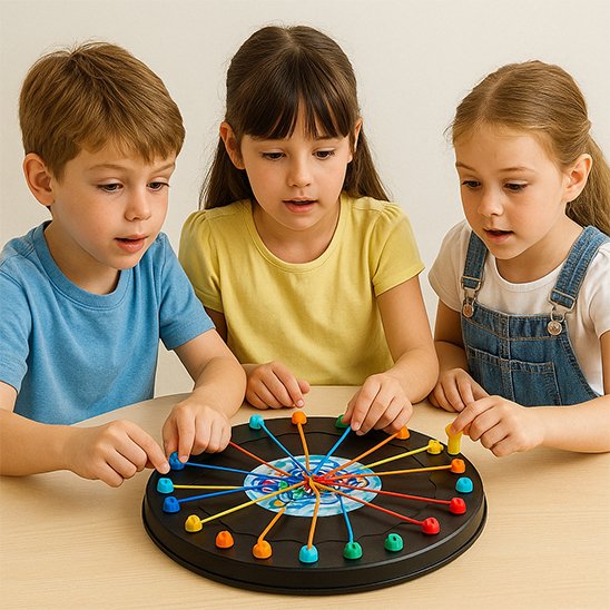 Trois enfants jouant Jeu de réflexion ferme la boite